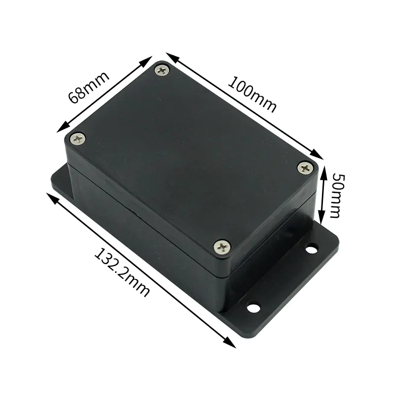 100*68*50mm IP65 IP67 Waterproof ABS Black Junction Boxes Wall Mounting Plastic Enclosure Cover With Flange Ear for Pcb