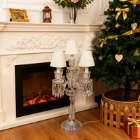 Lampe de table en cristal de luxe avec abat-jour blanc pour salon, hôtel, décoration, éclairage