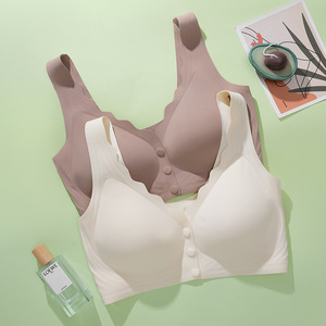 여성용 새로운 디자인 추적 브래지어 피부 친화적 젤리 컵 속옷 미끄럼 방지 전면 오픈 버튼 편리한 기계 통기성 - Product Image 6