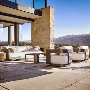 Haut de gamme en plein air teck loisirs canapé cour Villa ensemble tous temps hôtel jardin en bois imperméable et crème solaire meubles - Product Image 2