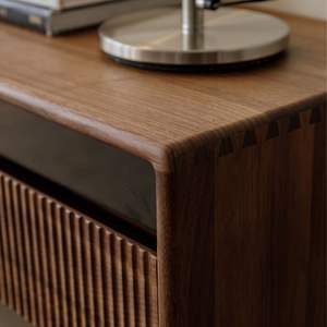 AJUNION Mid-Centuryモダンコーヒーテーブルフルーテッドデザイン木制コーヒーテーブルリビングルーム家具引き出し付きセンターテーブル - Product Image 6