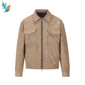 Giacca di pelle scamosciata da uomo con cerniera spessa personalizzata Multi-tasca per l'inverno - Product Image 1