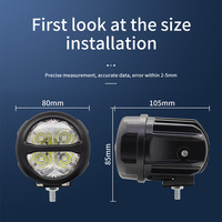 Projecteur auxiliaire LED 40W, lumière de travail ronde de 3 pouces, lampe de conduite pour pare-chocs avant de moto, 12-24V universel