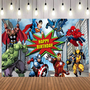 <span class=keywords><strong>Vengadores</strong></span> superhéroe Spider Man <span class=keywords><strong>Banner</strong></span> telón de fondo para niños fiesta Feliz cumpleaños Baby Shower decoraciones - Product Image 4