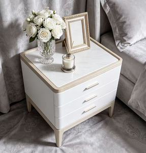 Modern Two-tone Solid Wood Nightstand,3 Drawer Wood Pull Curved Leg Bedside Cabinet for Minimalist Bedroom <b>Night</b> <b>Stand</b> - Product Image 4