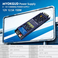 Alimentation LED dimmable 12V 150W 0-10V 12,5A à tension constante, transformateur pour profilé aluminium et bande LED