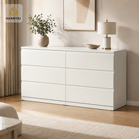 Commode à 6 tiroirs HarmTai, armoire de rangement blanche, style scandinave, poignée J-Pull, écologique, multifonctionnelle pour la chambre à coucher