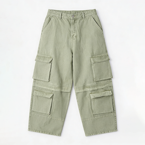 Pantalon cargo utilitaire personnalisé pour homme, multi-poches, coupe ample, jambe large, effet vintage, respirant, écologique, <span class=keywords><strong>jean</strong></span> décontracté pour l'extérieur - Product Image 1