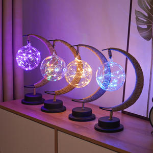 Cuerda de cáñamo hecha a mano LED Moon Star Night Light Diseño moderno <span class=keywords><strong>Palillos</strong></span> de vidrio <span class=keywords><strong>para</strong></span> fiesta o regalo de cumpleaños USB con batería - Product Image 6