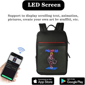 Smart Bluetooth LED <b>Backpack</b> With Colorful Display Panel Programmable Laptop Bag Black Large - Product Image 3