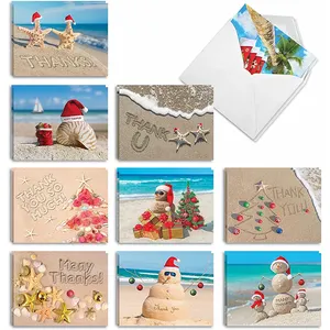 Thank You Cards Set with Envelopes 350 gsm White Cardboard Paper Full Color Printing Gift Christmas Business Thank You Card