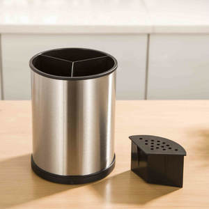 Estante multifuncional de acero inoxidable para cocina al por mayor, tubo de almacenamiento giratorio de 360 grados para cuchillos y cubiertos en Stock - Product Image 6