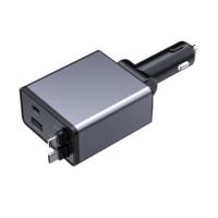 Cargador de Coche Retráctil de 151W, Cargador de Coche de Carga Rápida 4 en 1 con USB-C y USB-A, Compatible con iPhone Serie Galaxy