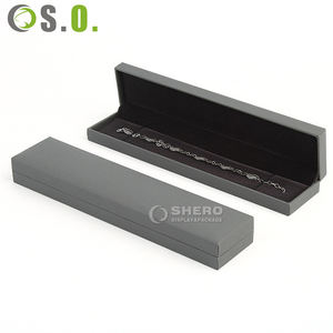 Boîte à bijoux en papier imitation cuir gris de haute qualité, vente en gros, emballage cadeau de mariage personnalisé - Product Image 4