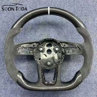 Volante Calefactable y Vibrador de Fibra de Carbono y Gamuza Compatible con Audi 08 TT Sline A6 C7.5 S8 B8 A5 B9 A8 S4 C7 C6 S6 Q3 RS7