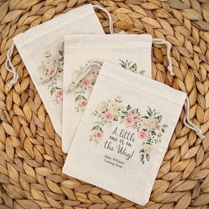 Mini Sacchetto in Lino con Coulisse Personalizzato, Regalo per Baby Shower '<span class=keywords><strong>È</strong></span> un Maschio' o '<span class=keywords><strong>È</strong></span> una Femmina', Sacchetti Floreali in Lino con Coulisse Personalizzati - Product Image 2