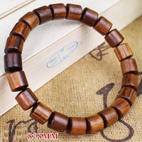 Bracelet en perles de bois naturelles en forme de baril, fait main, perles de prière en bois, bracelet extensible pour hommes et femmes, à porter au quotidien
