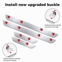 4 pièces, éclairage de seuil de porte de voiture LED en fibre de carbone RGB, lampe de bienvenue sans fil, étanche IP67, allumage/extinction automatique, sans perçage, universel