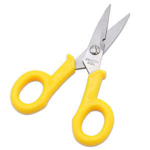 Tijeras multiusos de acero inoxidable con mango amarillo, tijeras de electricista de grado industrial para cortar alambre y chapa metálica - Product Image 1