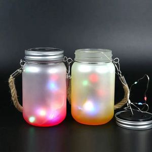 15 oz Waterproof Camping Solar LED Light Lids Gradient Sublimation Frosted Glass Can <b>Fairy</b> Mason <b>Jar</b> with Metal Handle - Product Image 3