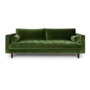 Divano a 3 Posti in Velluto <span class=keywords><strong>Verde</strong></span> Prato per Soggiorno, Villa, Scuola, Parco, Palestra, Seminterrato - Product Image 1