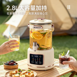 Hervidor de agua multifuncional Chigo Health Pot de 2.8L con cuerpo de vidrio, pantalla digital e infusor de té. - Product Image 4