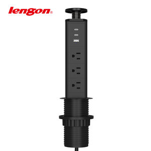 미국 주방 전원 소켓 팝업 스위치 30W PD 3 알루미늄 콘센트 플러그 <span class=keywords><strong>2</strong></span> USB 출력 포트 15A 정격 전류 2C1A 용 휴대용 - Product Image 1