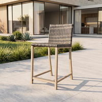 Ensemble de salle à manger de jardin moderne en rotin PE et fer J&M Outdoor T754A, pour café ou bar, 4 places, résistant aux intempéries