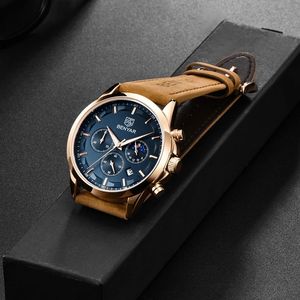 Reloj BENYAR 5160 Deportivo, Cronógrafo de Moda con Esfera Azul, Reloj de Lujo para Hombre, de Cuarzo, con Correa de Cuero, Resistente al Agua - Product Image 3