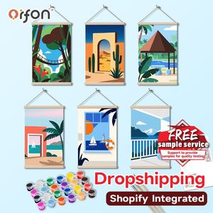 ORFON-Mini peinture murale à mémoire de voyage, 6 pièces, chiffres suspendus, bricolage, lin décoratif moderne, écologique et durable - Product Image 1