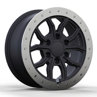 S3-000332 18-24 Llantas de aluminio forjado personalizadas negro mate con labio mecanizado, radios múltiples, diseño cóncavo profundo, estándar DOT para F150
