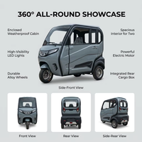 Mini Tuk-tuk Électrique Entièrement Fermé à Trois Roues, Deux Portes, Trois Sièges, Véhicule Électrique à Basse Vitesse 60V, Scooter de Transport pour Adultes