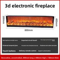 Cheminée électrique américaine encastrée avec flamme simulée, meuble décoratif, chauffage intégré, personnalisable 0.8