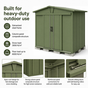 Outdoor Metal Storage Shed Galvanized Steel Lockable <b>Tool</b> <b>House</b> With Sloped Roof for Garden Backyard Equipment OEM ODM - Product Image 2