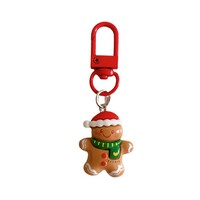 Porte-clés en résine rouge de Noël, motif dessin animé, Père Noël mignon, accessoires pour sac à dos, cadeau de Noël