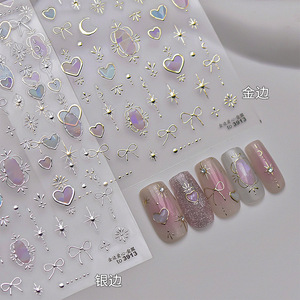 Calcomanías Metálicas 3D para Uñas con Diseño de Lazo y Estrella en Dorado y Plateado, Precio Bajo al por Mayor - Product Image 3