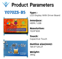 Écran LCD HMI YZY 7 pouces 1024*600 pour Raspberry Pi avec écran tactile Android, applications de contrôle industriel et médicales