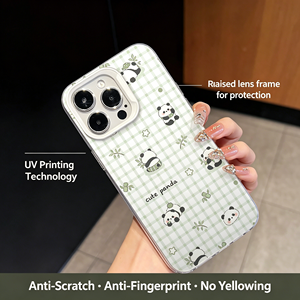 Custodia Trasparente in TPU con Fantasia Scozzese <span class=keywords><strong>Verde</strong></span> Fresca e Simpatico Panda, <span class=keywords><strong>Cover</strong></span> Antiurto per <span class=keywords><strong>iPhone</strong></span> 17 16 15 14 13 <span class=keywords><strong>Pro</strong></span> <span class=keywords><strong>Max</strong></span> - Product Image 4