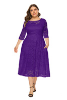 Nouvelle robe de soirée florale en dentelle grande taille pour femmes à la mode avec poche demi-manche col en O broderie longueur genou tenue décontractée
