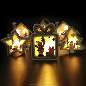 2019 neue produkte led Holz dekorationen Weihnachten baum aufhänger ornamente glow in the dark tisch dekoration - Product Image 1