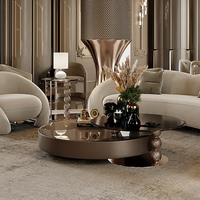 Ensemble de tables basses rondes de luxe en or, en acier inoxydable, design moderne, grand format pour salon, meubles de villa CT023