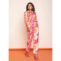 Ensemble coordonné imprimé avec franges détaillées, ensemble coordonné pour femmes, tenue élégante en deux pièces avec texture élégante, look tendance