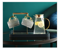 Pichet à eau et à lait en verre borosilicate transparent, 1600ml + 320ml * 6, avec boîte cadeau, vente en gros