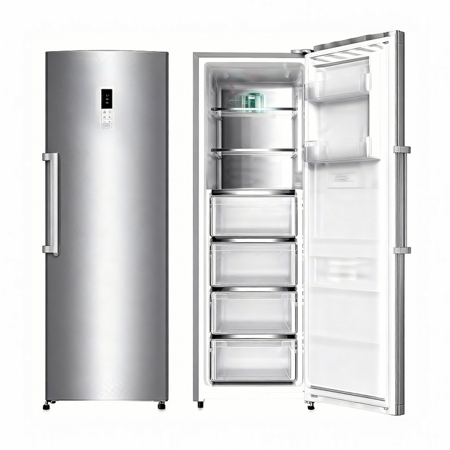 265L OEM Acceptable Mechanical Control with LED Display Stainless Steel Color Smart Single Door Freezer Upright