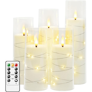 Lot de 3 bougies LED en plastique en forme de pilier, à piles, blanc chaud, pour mariage, Noël, décoration quotidienne de la maison - Vente en gros usine - Product Image 1