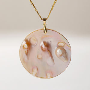 Collar con colgante de varias formas de concha Rosa Natural de alta calidad, ajuste de Garra Para mujer, niña, vida diaria, Playa - Product Image 4