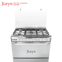 Cuisinière à gaz robuste à 5 brûleurs avec four, en acier inoxydable, cuisinière à gaz commerciale avec four intégré pour restaurant et cuisine