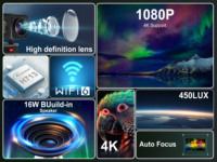 Zoku HCS350KTV 450ANSI Android 14 Allwinner H713 1080P Ultra HD 4K Support Karaoké Home Cinéma Mini Projecteur Portable WiFi 6