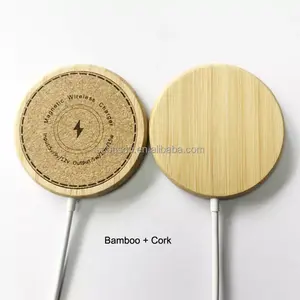 Produk trendi pengisi daya membangun PLA Tipe c kabel gadget teknologi 15W kayu nirkabel bambu gabus magnet charger