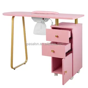 Table de manucure bureau à ongles avec 3 tiroirs et coussin d'accoudoir pour Nail Tech Spa Station de salon de beauté bureau à ongles professionnel